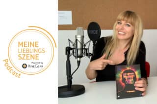 DoP Monika Plura mit dem Logo des Podcast "Meine Lieblingsszene"