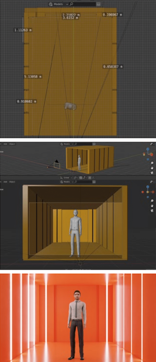Drei Screenshots der Blender-Software