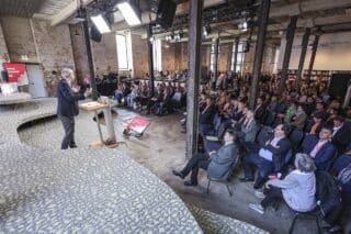 Prof. Dr. Markus Heinker, Sächsische Landesmedienanstalt, Präsident des Medienrates, Vorsitzender der AG Medientage Mitteldeutschlands e.V. eröffnet die Medientage Mitteldeutschland.